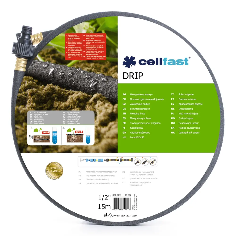 Professional Grade Cellfast Drip 15m irrigation hose Hose economical and accurate irrigation plants