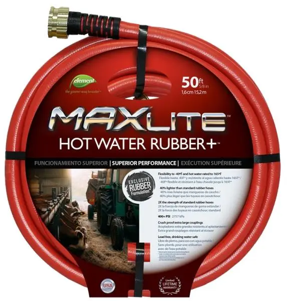 Swan SGHW58050 Maxlite Hot Water Rubber Hose 50 Feet Heavy Duty Garden Hose