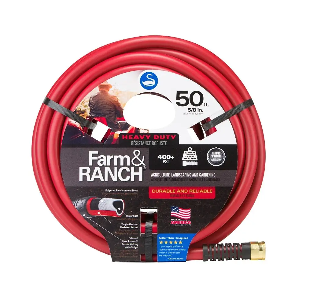 Swan SNFR58050 Farm & Ranch Garden Hose 50 Feet Red 5/8 Inches Heavy Duty