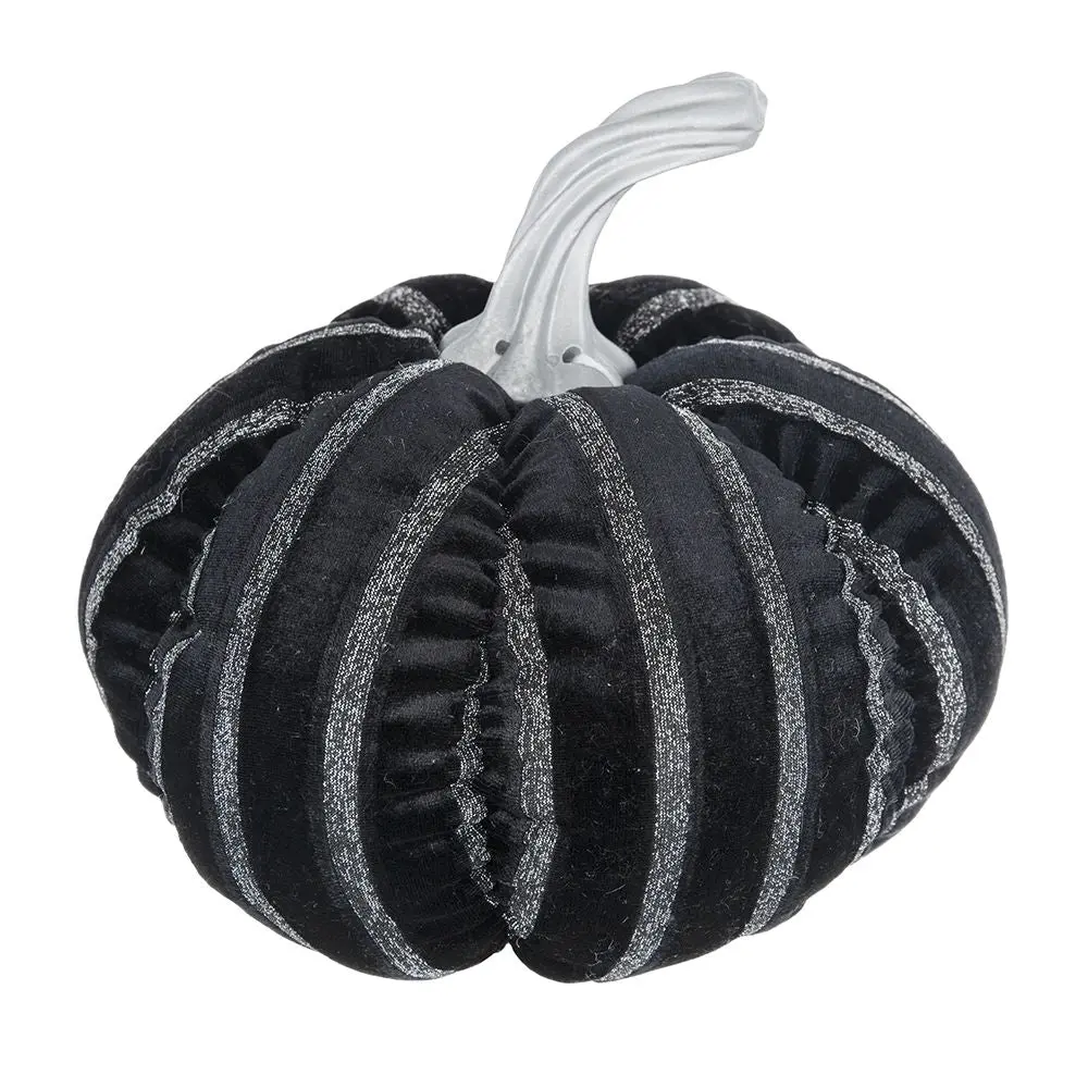 Zen Garden Stripe Pumpkin Decor, Holiday Halloween Decoration - Jet-black / White