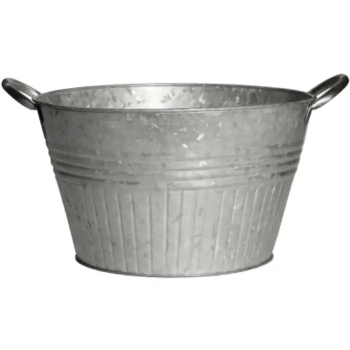 Robert Allen MPT01650 Round Tub Planter Handles Galvanized 16