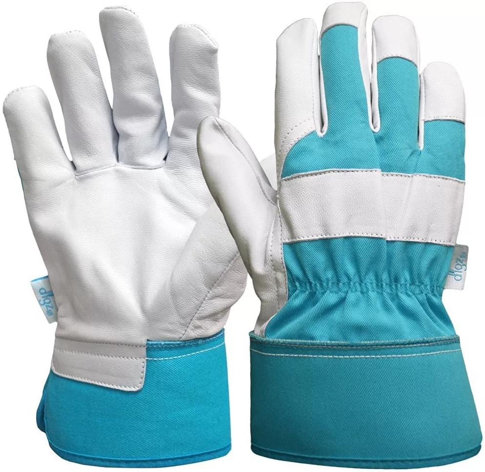 Digz 77286-26 Goatskin Leather Garden Glove Medium Blue Durable Work Gloves