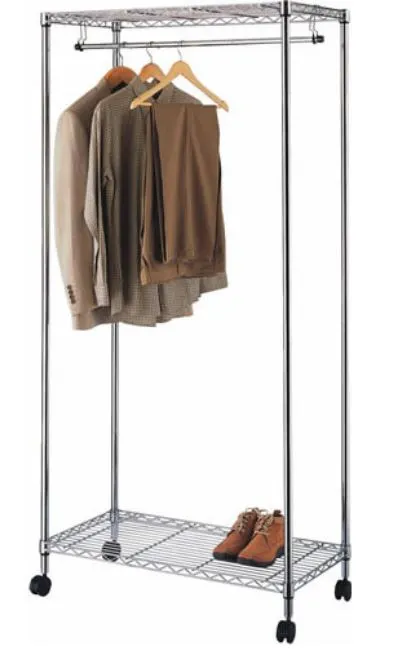 Simple Spaces Chrome Garment Rack Wheels Mobile Clothing Organizer