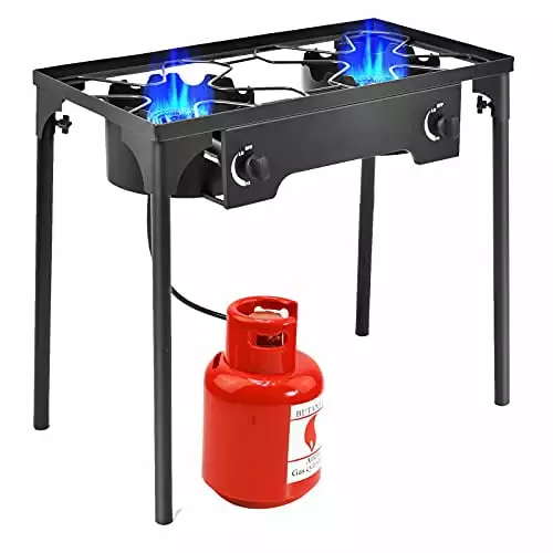 Outdoor Double Burner Stove High Pressure 2 Burner Stand 150000 BTU Portable Dual Propane Grill CHENGGUANG
