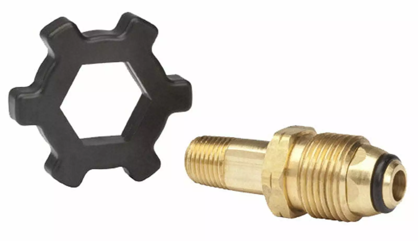 Mr. Heater Brass 1/4in Male Pipe Thread Full Flow Soft Nose POL Gas Line Connector Handwheel