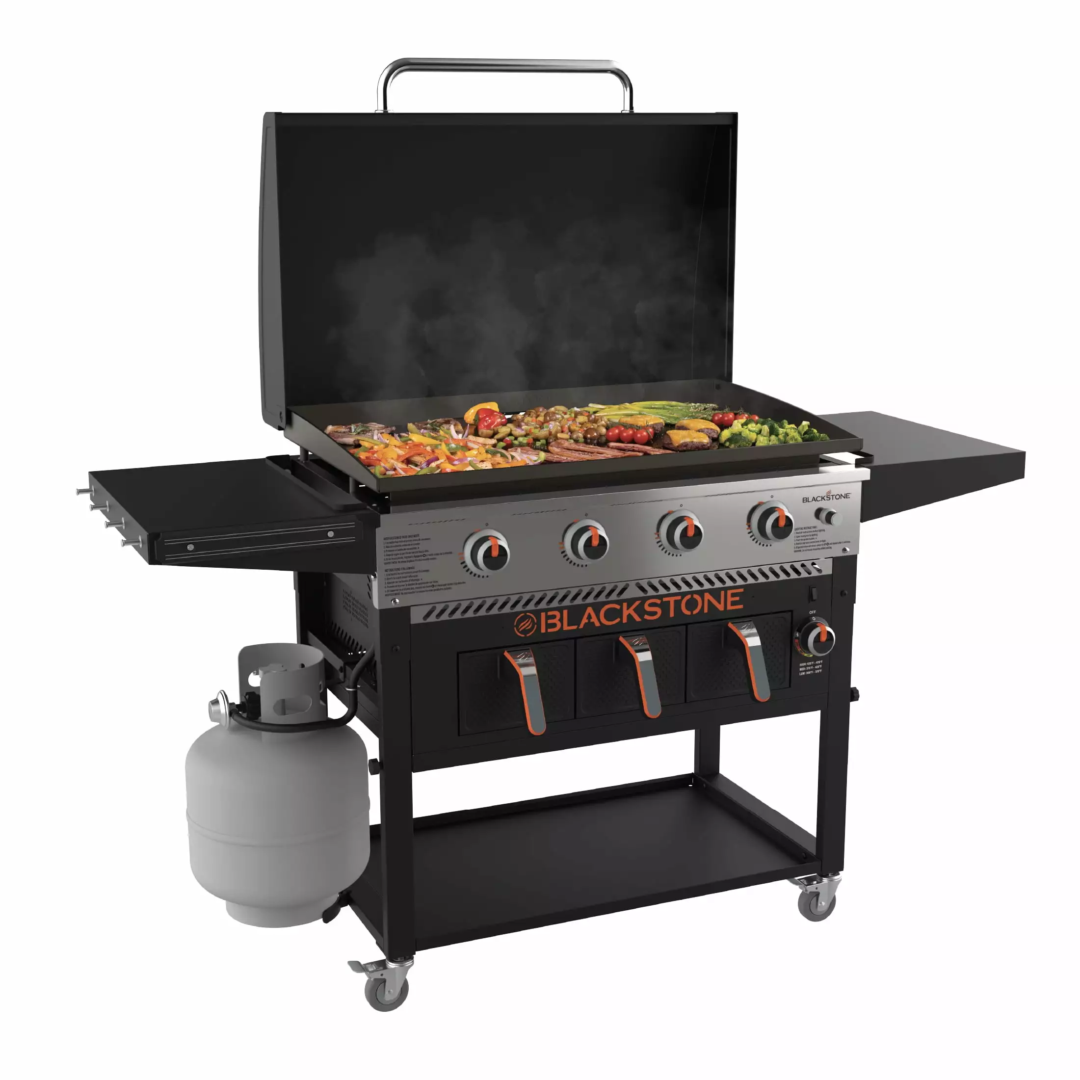 Blackstone 4-Burner 36 Inch Propane Griddle Air Fryer and Hood Outdoor Cooking