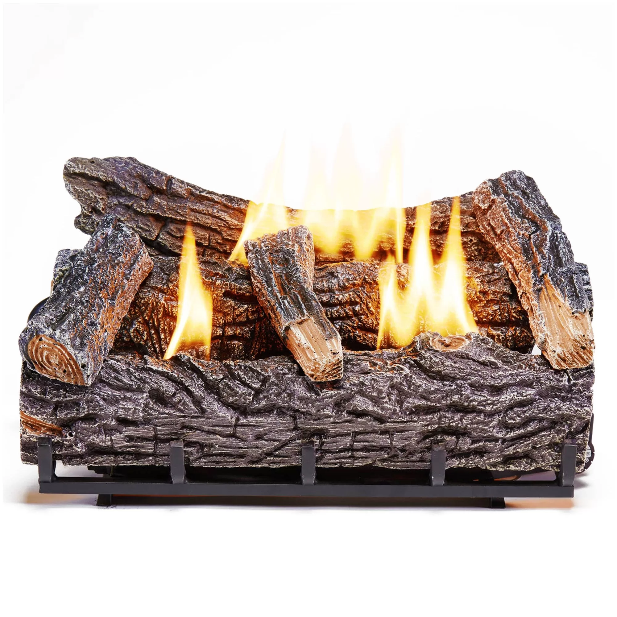 Duluth Forge 22 Inch Ventless 32,000 BTU Natural Gas Fireplace Log Set Winter Oak