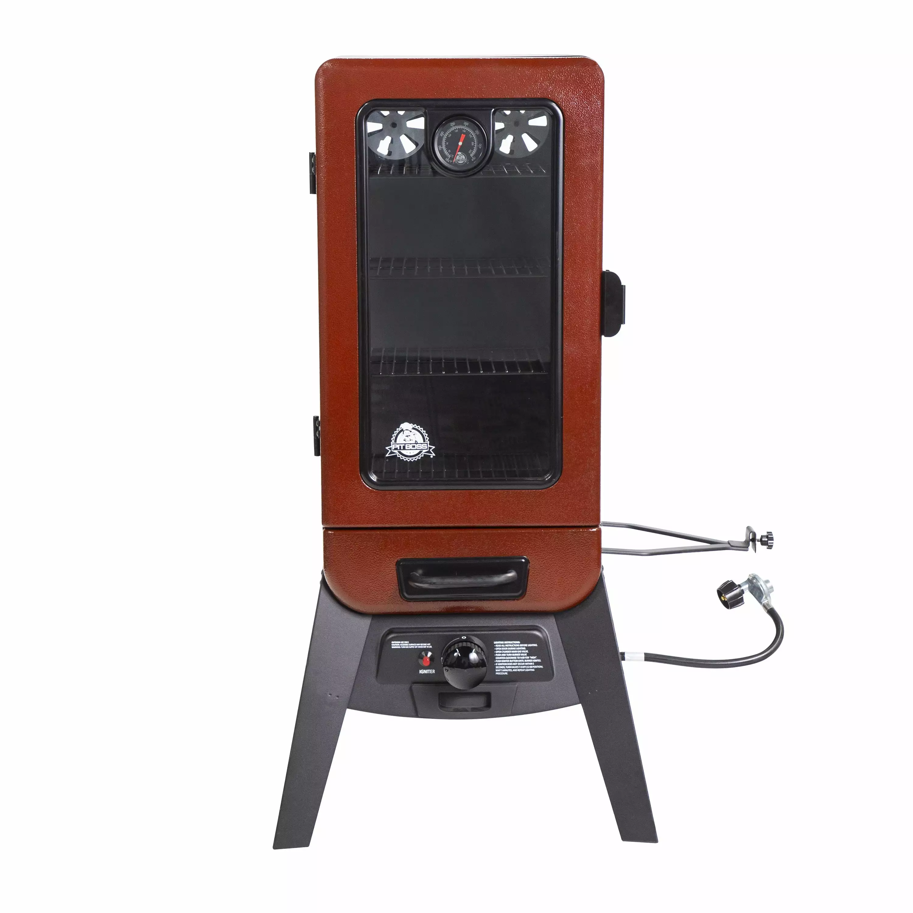 Pit Boss 3-Series Gas Smoker Red Hammertone PBV3G1 Outdoor Meat Smoker Grill