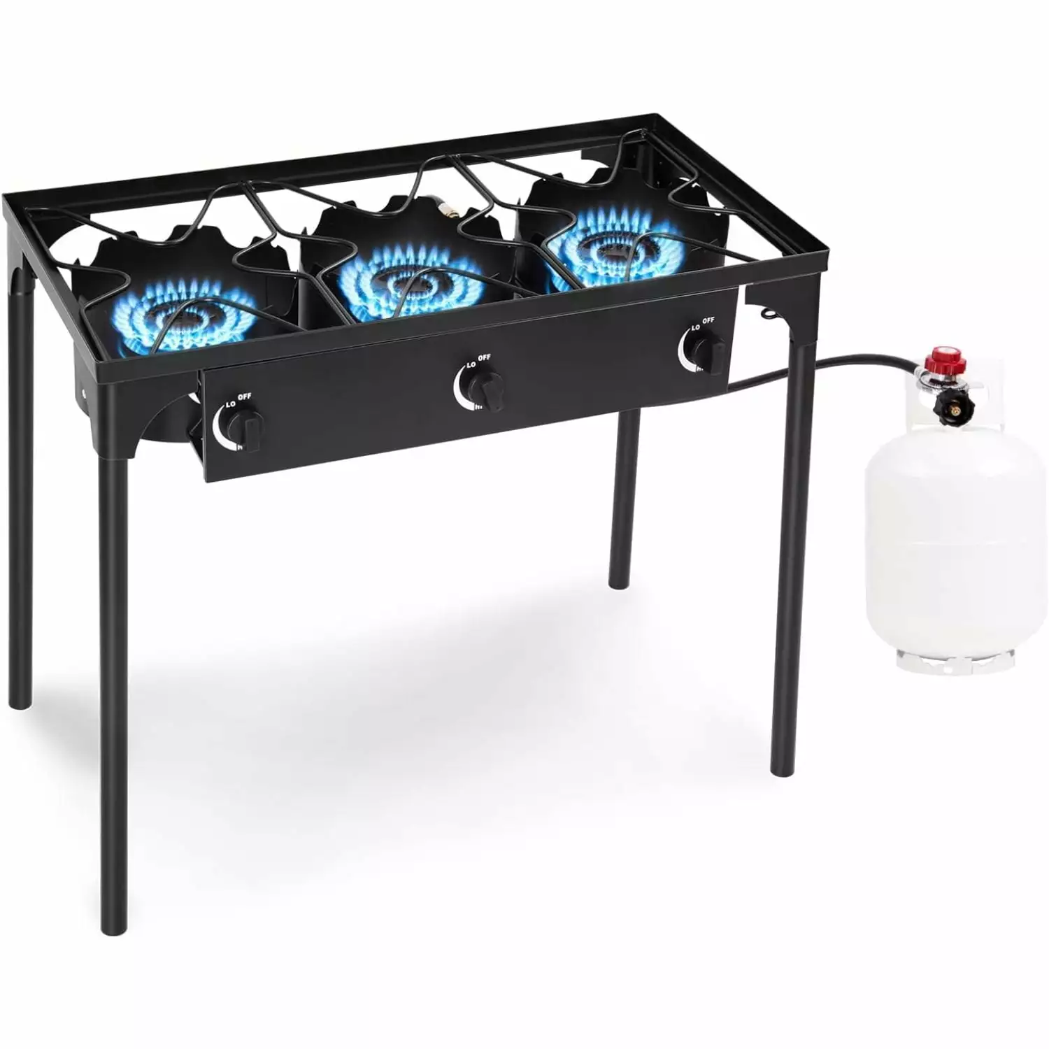 3 Burner Adjustable Outdoor Gas Stove Temperature Control and Detachable Legs HElectQRIN
