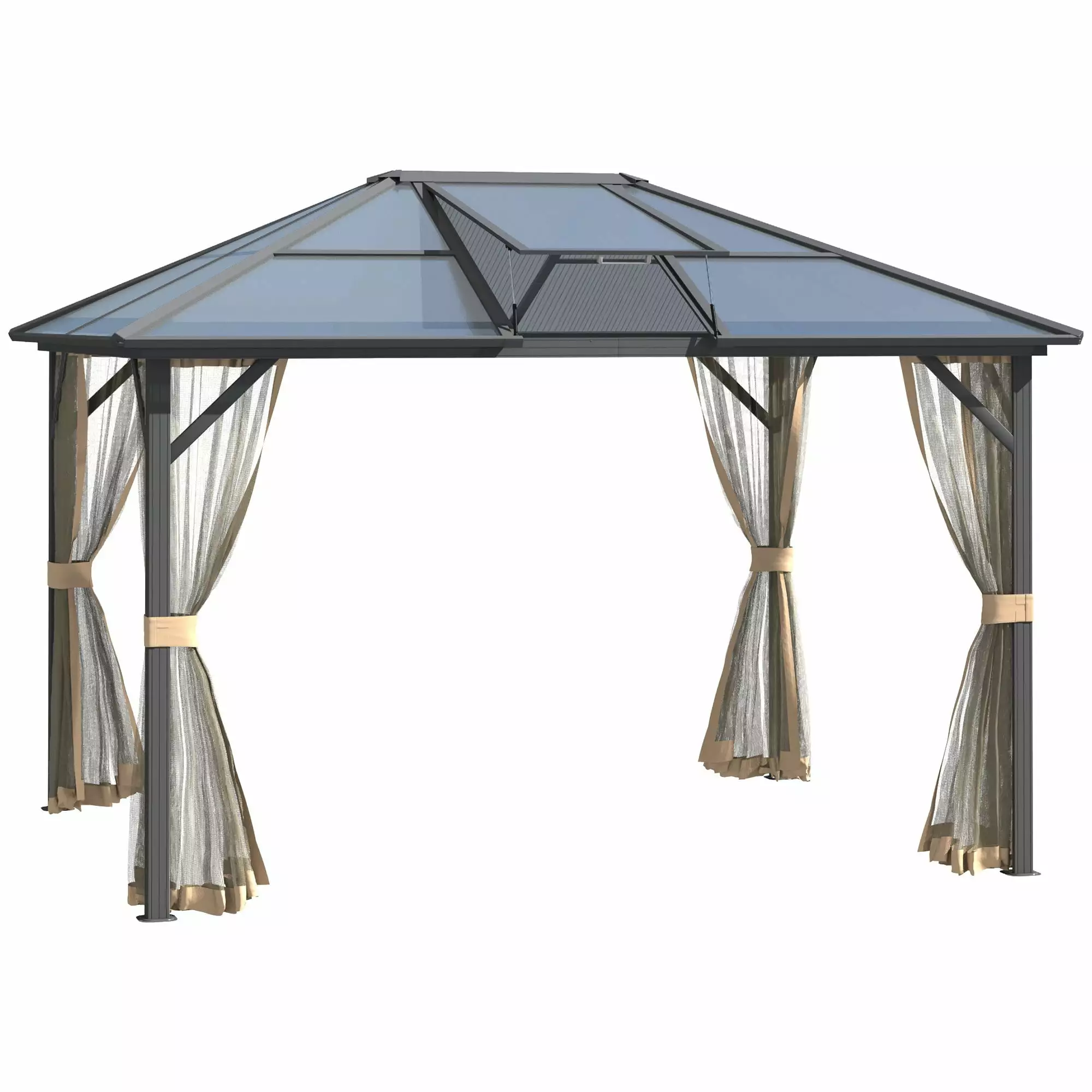 Kaplan 10x12 ft Hardtop Gazebo Canopy Top Vent Gray Durable Outdoor Shelter Go Green Woods