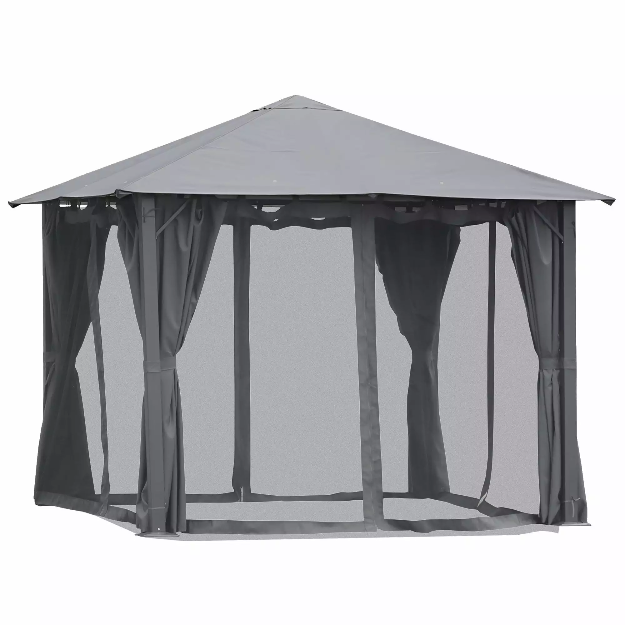 Enola 10x10Ft Black Patio Gazebo Aluminum Frame and Netting Go Green Woods