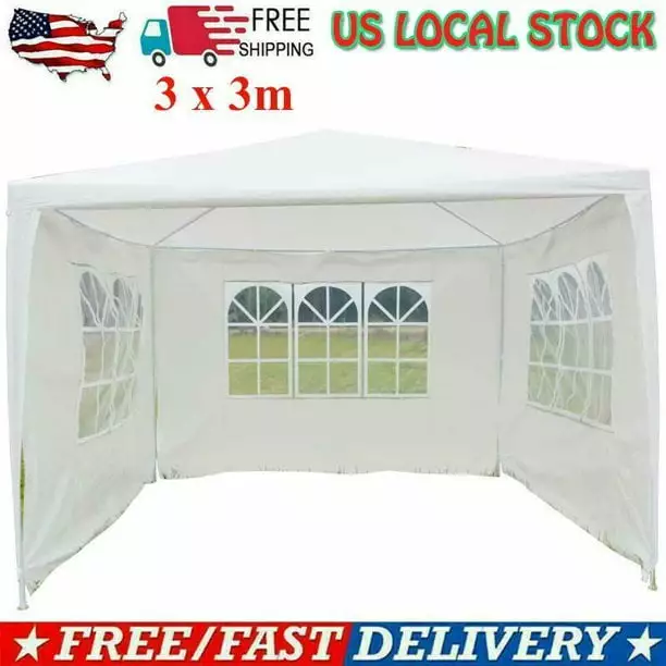 Goorabbit 10x10 ft White Party Tent Outdoor Gazebo 3 Removable Sidewalls