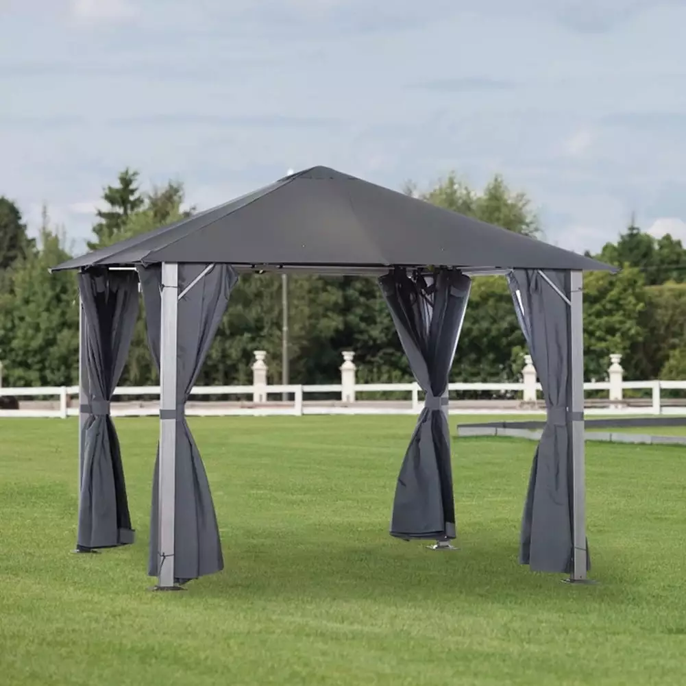 GVN 10x10Ft Dark Gray Patio Gazebo Pop Up Canopy Outdoor Events