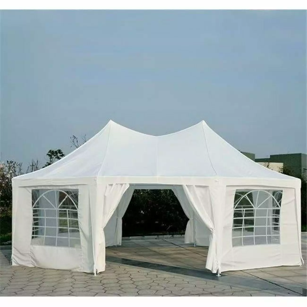 Online Gym Shop CB15413 Outdoor Octagon 8 Wall Party Canopy Gazebo Tent White 22x16 Feet OnlineGymShop