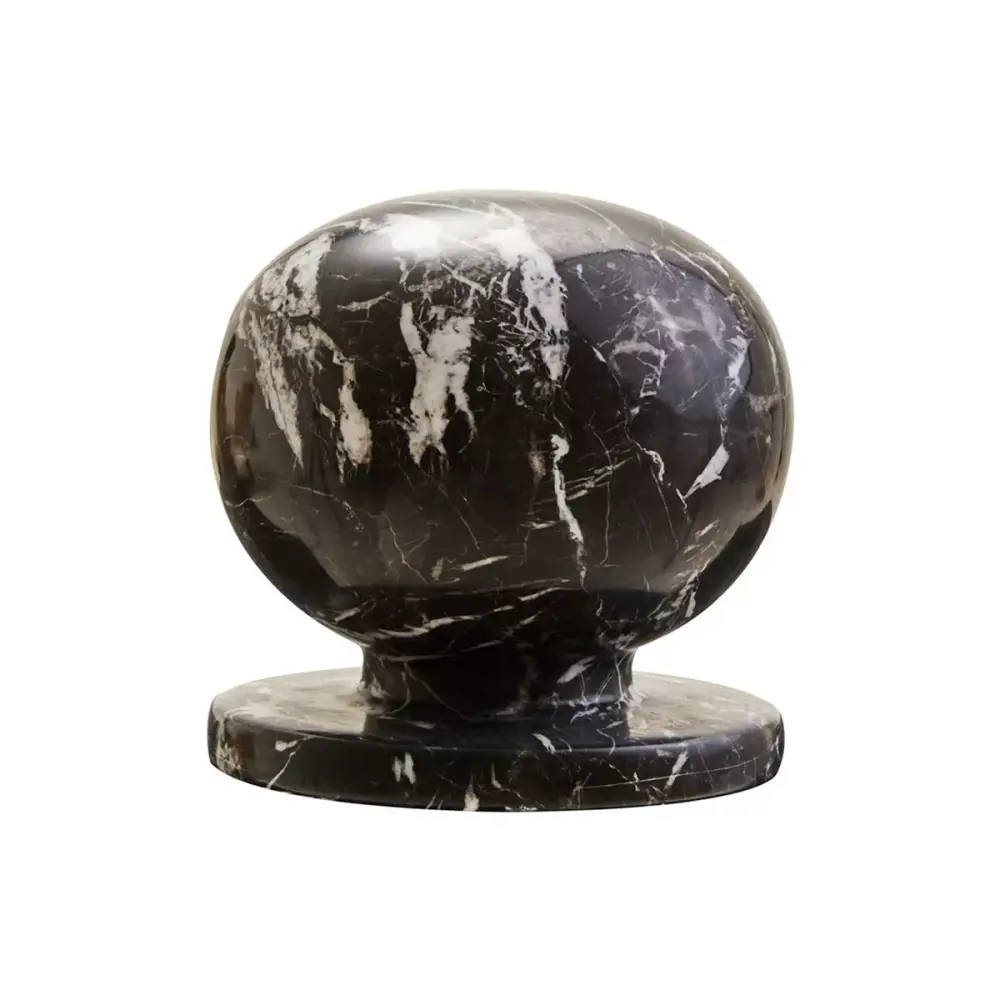 Zoro Veined Marble Ball Sculpture - Black & Pearl