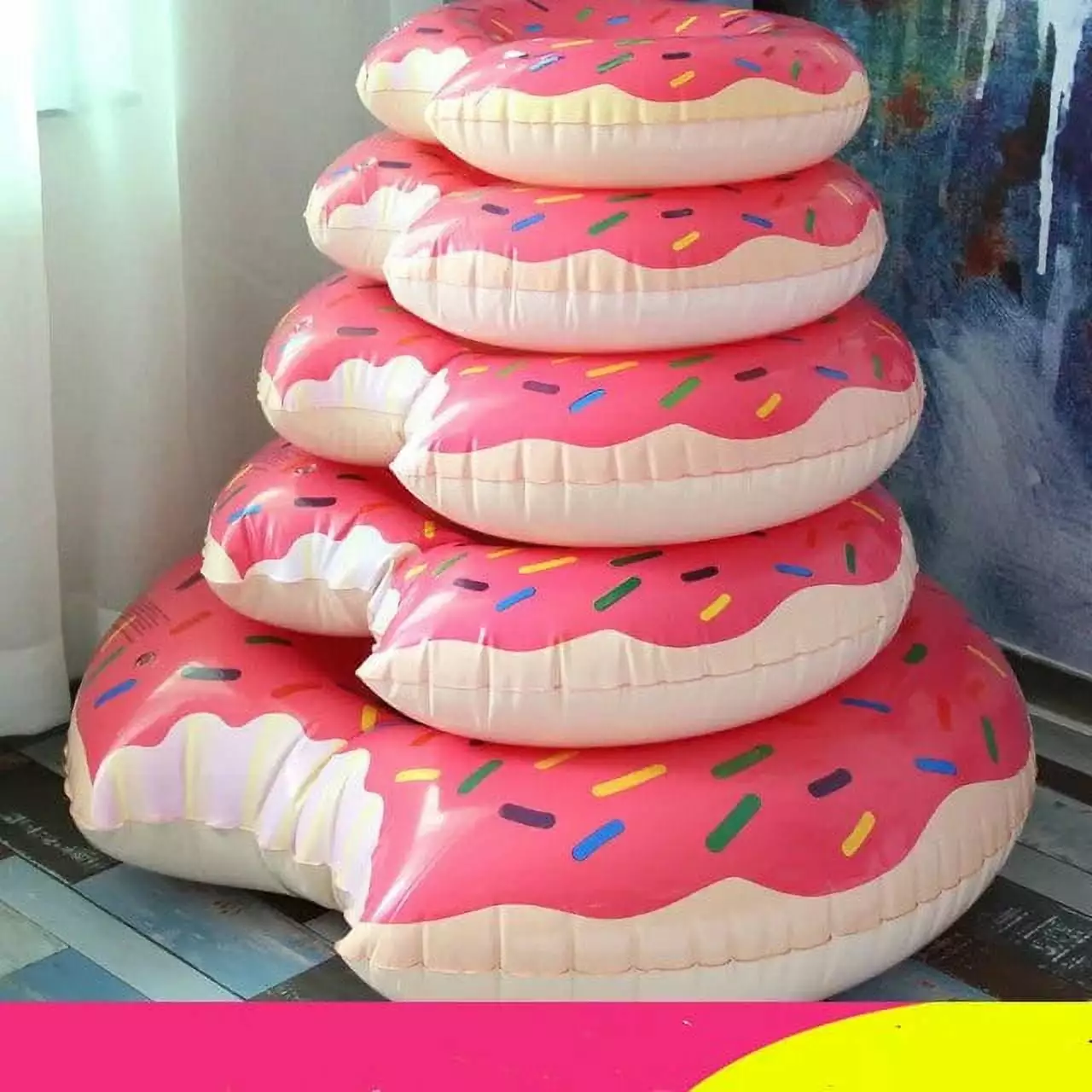 60-120 Inch Donut Inflatable Swimming Ring Giant Pool Float Summer Beach Party