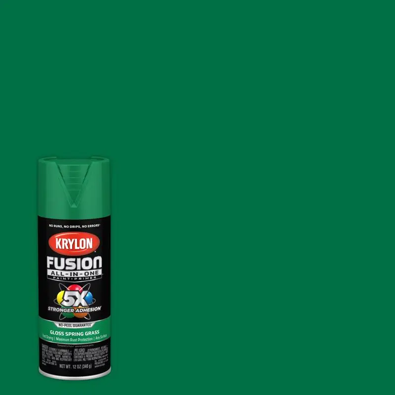Krylon Fusion All--One Gloss Spring Grass Paint + Primer Spray Paint 12 oz Pack 6