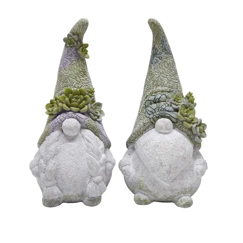 Meadowcreek Polyresin Multi-color 14 . Mr and Mrs Gnome Garden Statue Pack 2