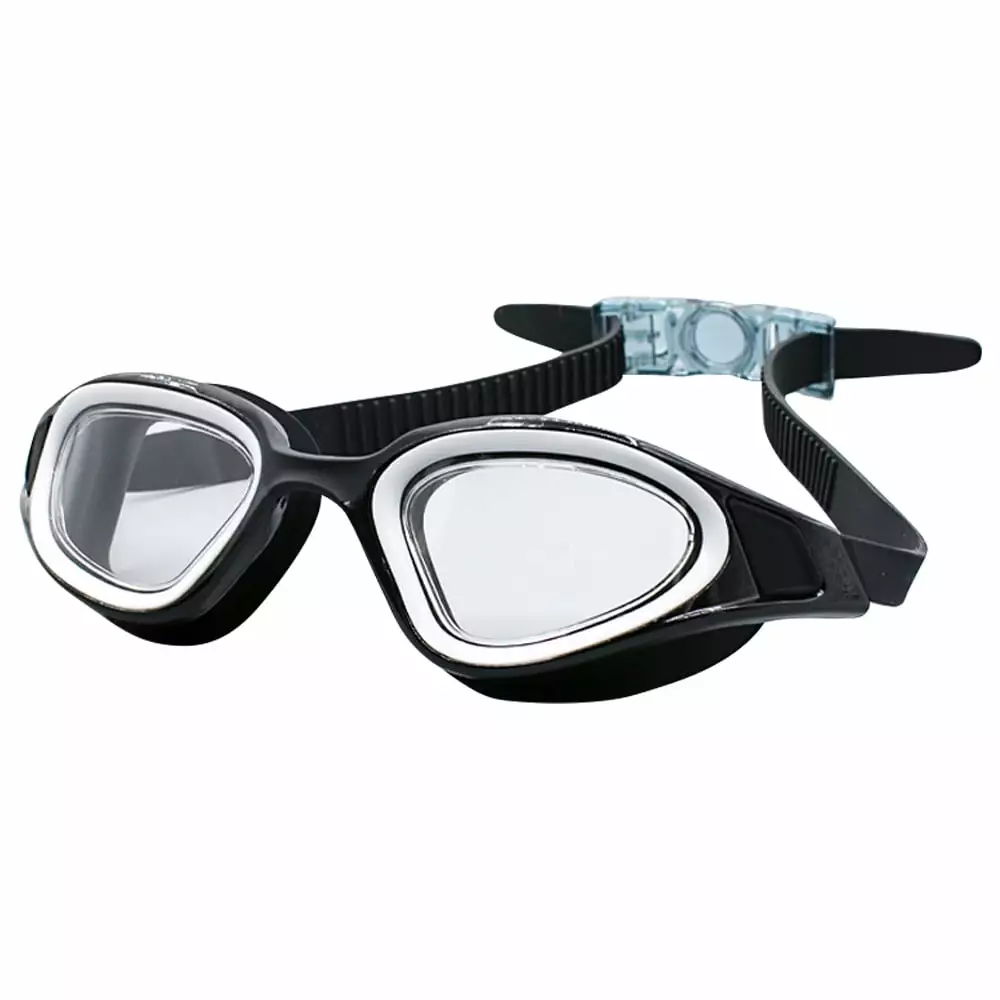 Anti-Fog Racing Swimming Goggles Hard Case - Bonus Swim Goggles Black and White