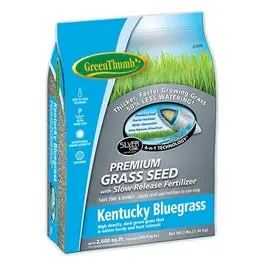 Premium Coated Kentucky Bluegrass Seed 3-Lbs Covers 2000 Sq Ft Fast Growing Green Thumb