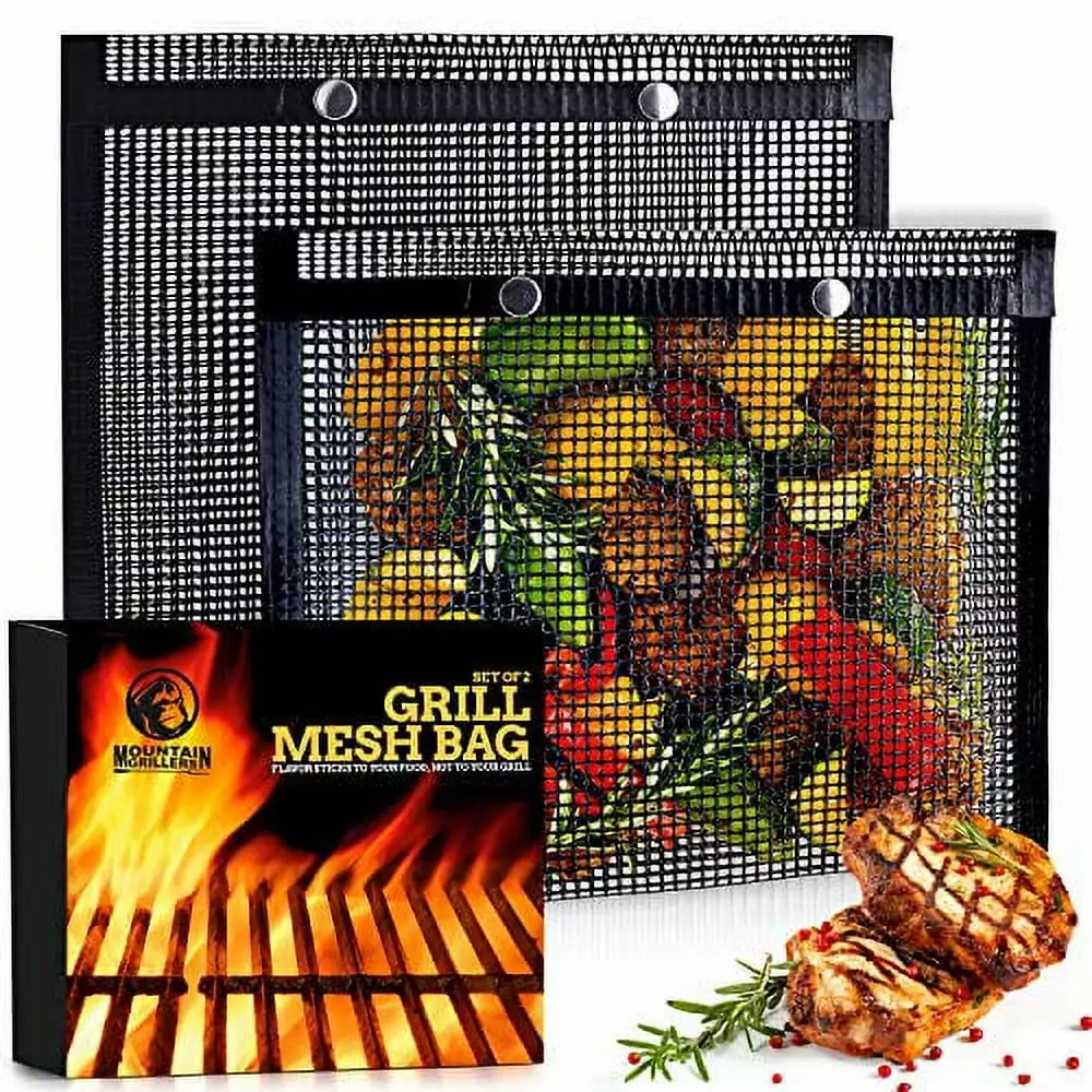 MOUNTAIN GRILLERS BBQ Mesh Grill Bags - Set 2 12x9.5Inch - Durable Storage