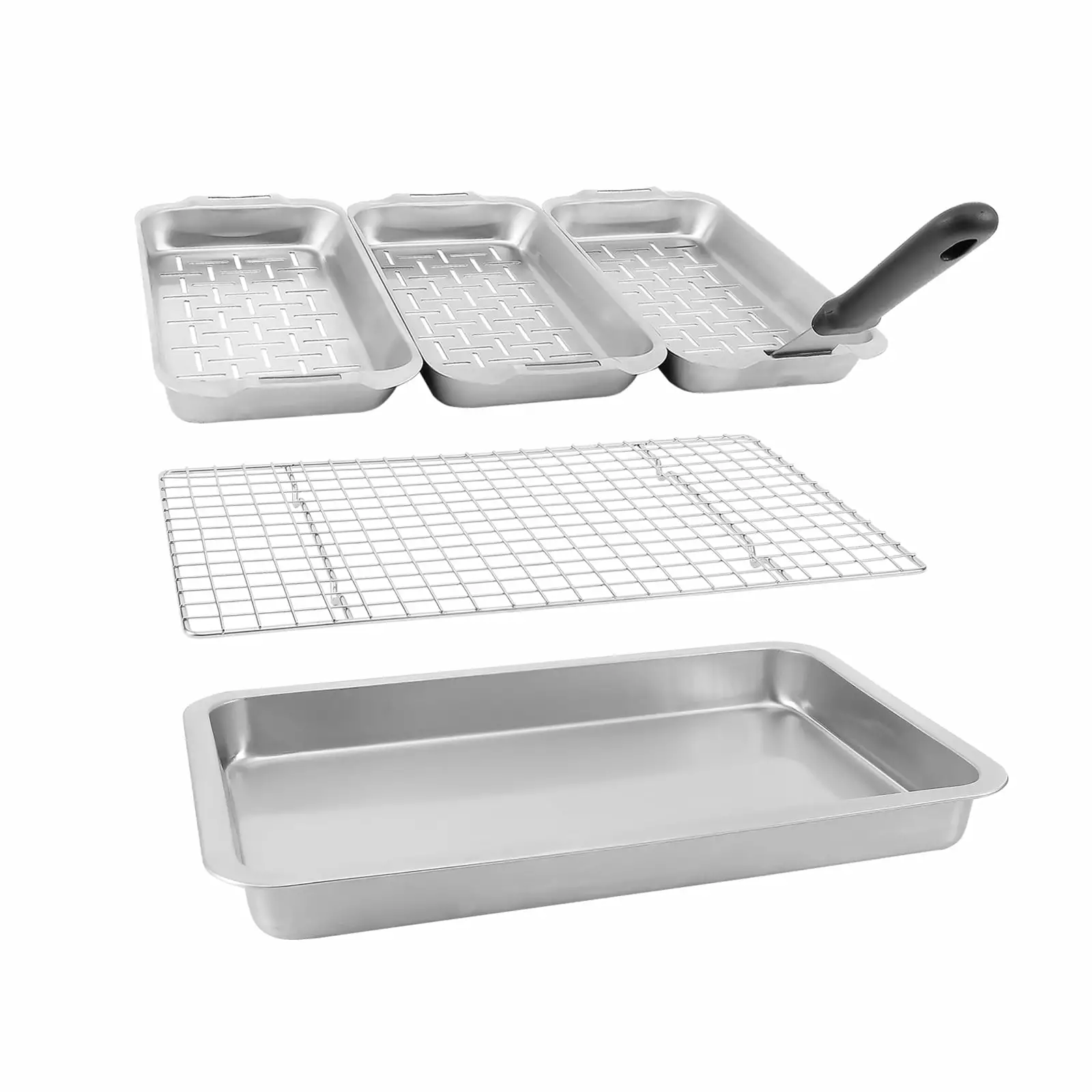 UPTRUST 6-Piece Stainless Steel Vegetable Grill Tray Set Cooling Rack