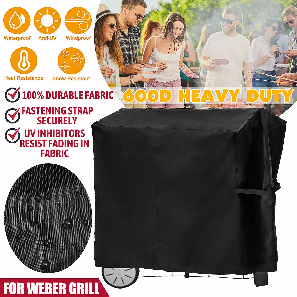 Yuri Waterproof BBQ Grill Cover Weber Q3000 Q2000 Outdoor Protector