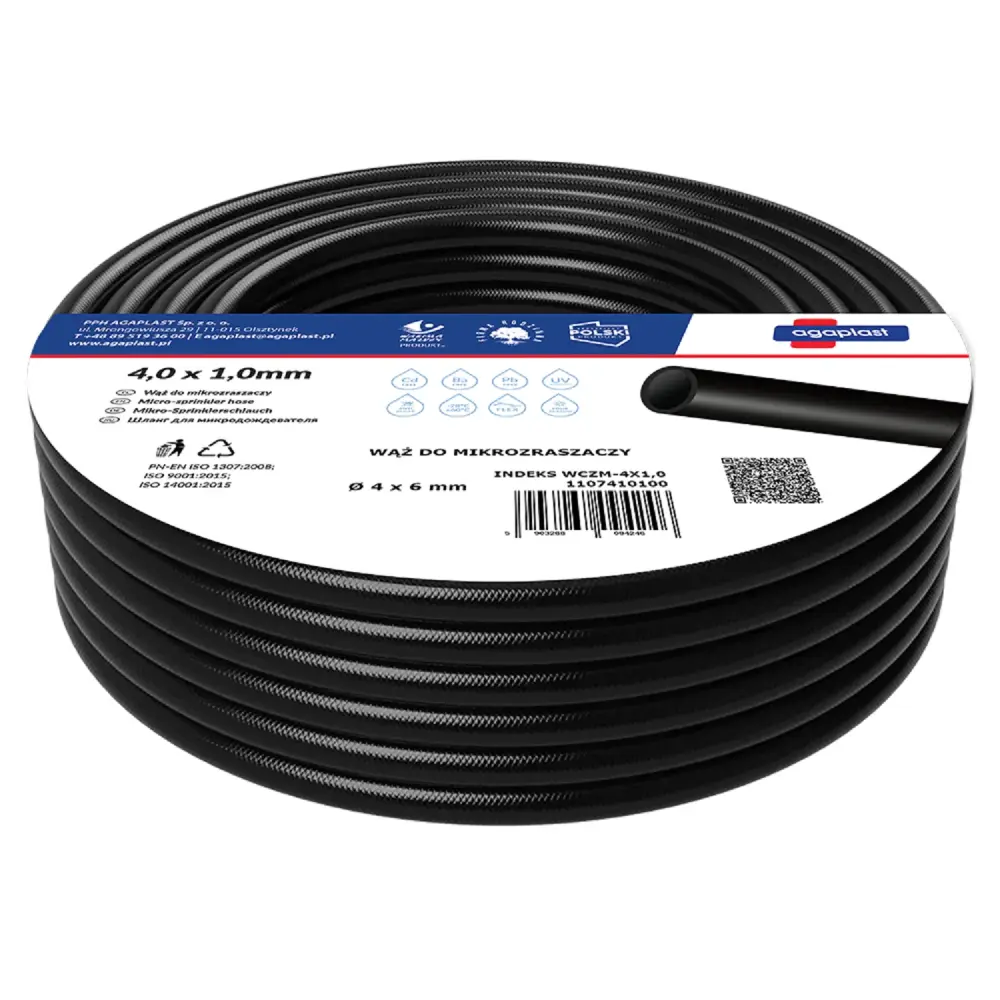 Vartco Garden Irrigation Hose Micro Sprinkler Drip System UV Resistant Multi-purpose Flexible Hose 4.0mm x 1.0mm (50 meters)