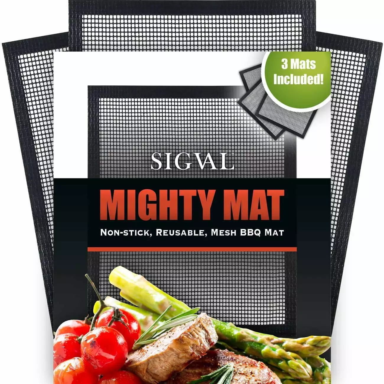 SIGVAL Mighty Mat Non-Stick Smoking BBQ Grill Mesh Mats Outdoor Cooking