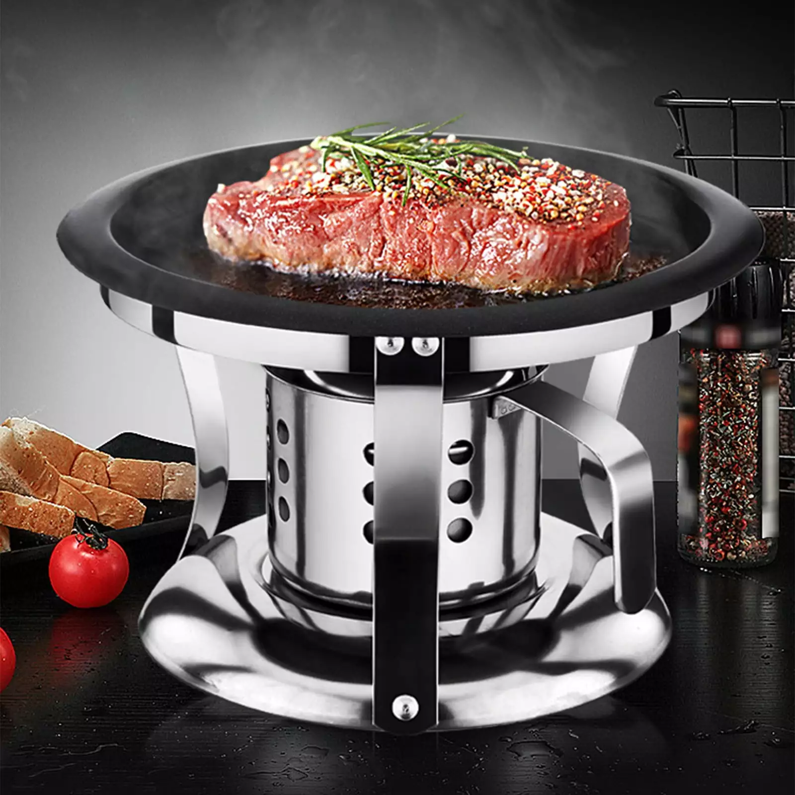 Vaidhai Stainless Steel Takeaway Steak Grill Non-Stick Outdoor Indoor Windproof Barbecue Pan