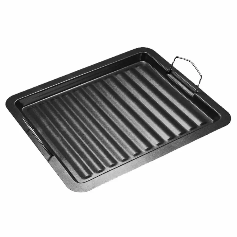 Non-Stick BBQ Grill Pan Outdoor Charcoal Iron Plate Grill Tool Black ZHIXUAN