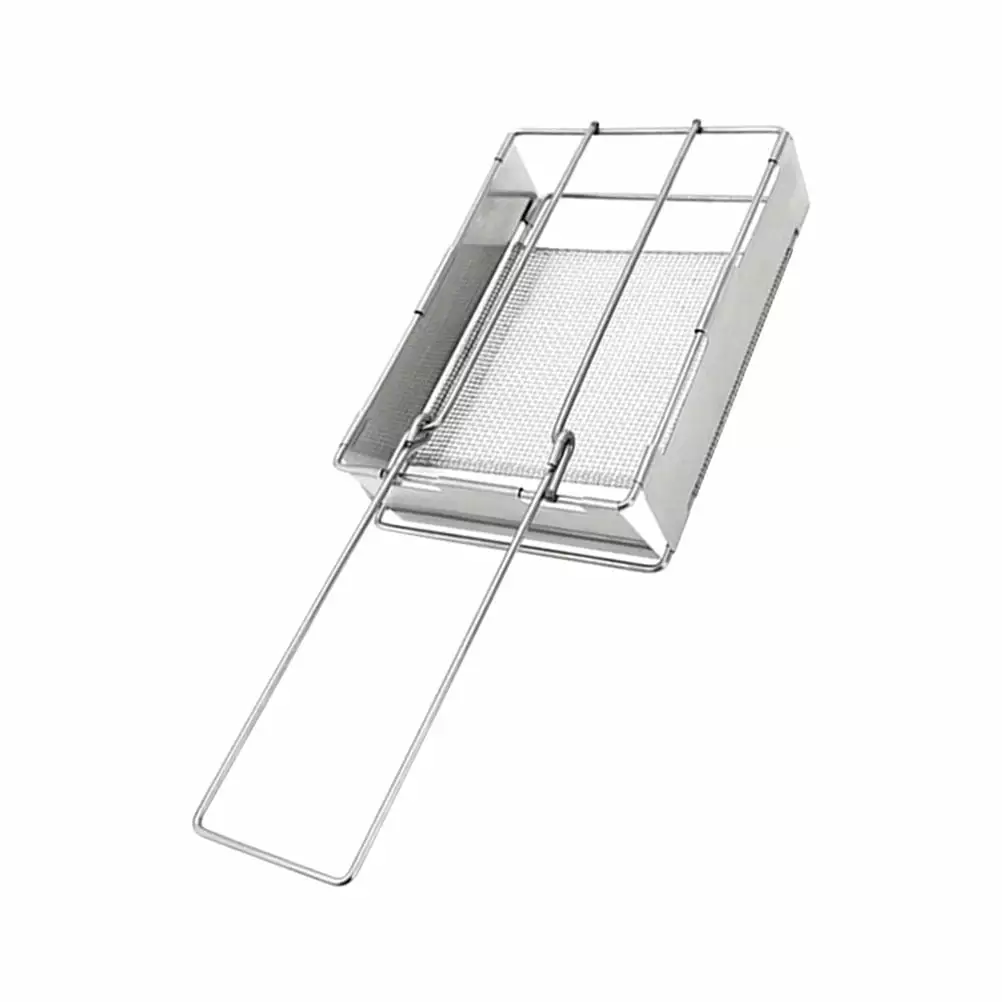 YuYiSan Houtilizehold Toast Grill Rack Stainless Steel Bread Grill Holder Foldable Sausage Rack