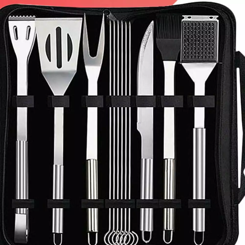 GYZEE 12Pcs BBQ Accessories Kit Stainless Steel Barbecue Grill Tools Set Smoker Camping