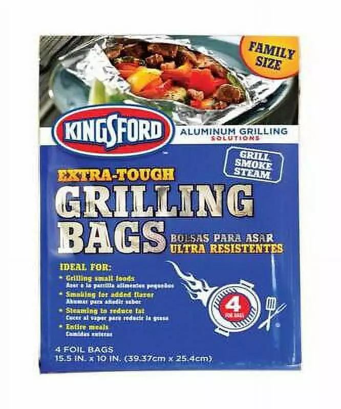 2 PC Kingsford Aluminum Grilling Bags 15.5 L X 10 W 4 pk