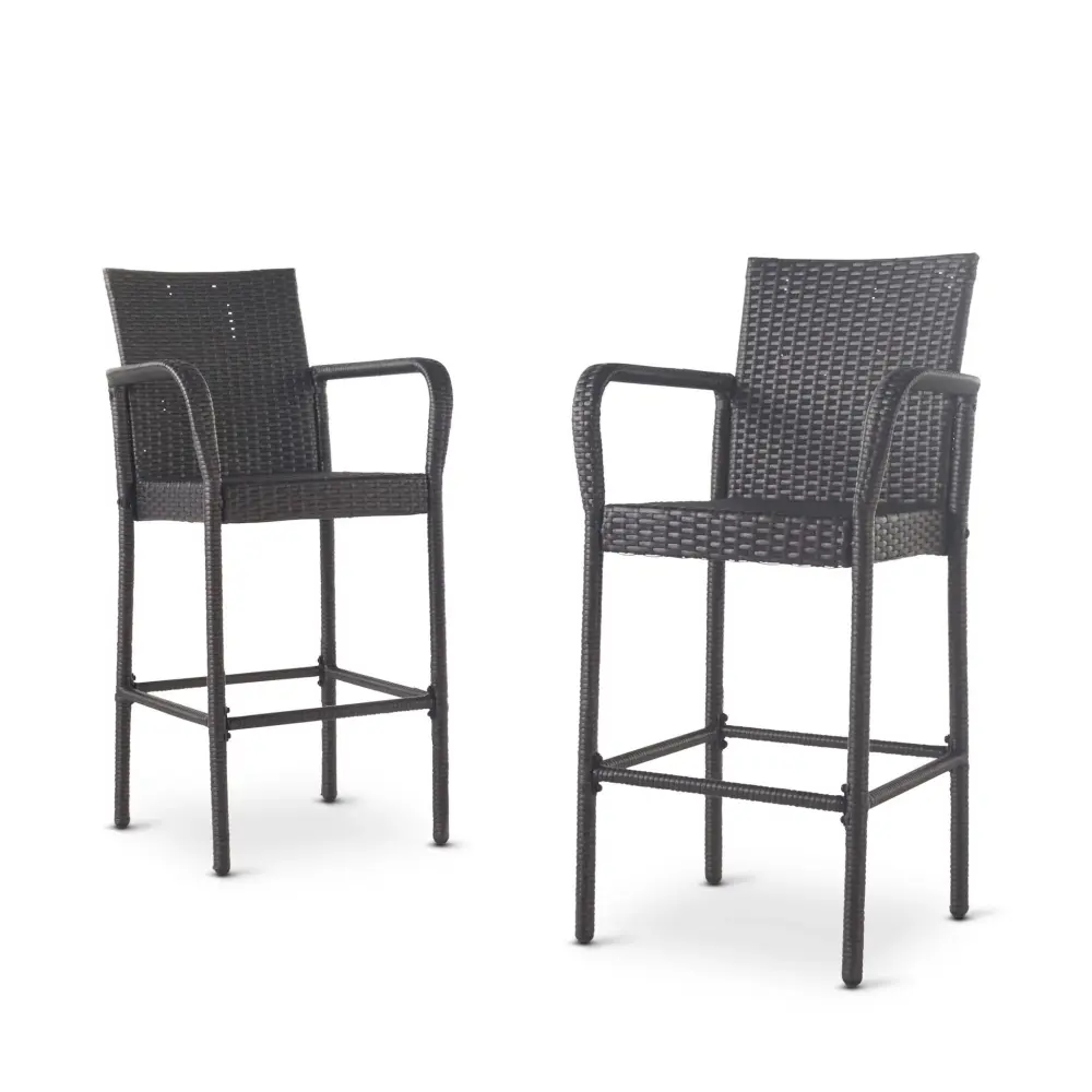 Outdoor Wicker Barstools Rattan And Iron Frame