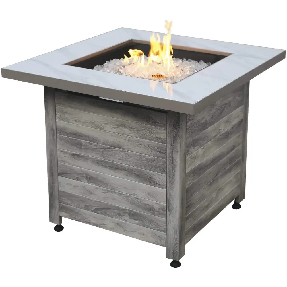 Endless Summer Chesapeake, LP Gas Fire Pit 30" Faux Marble Top Faux Weather Wood Base - GAD15274SP