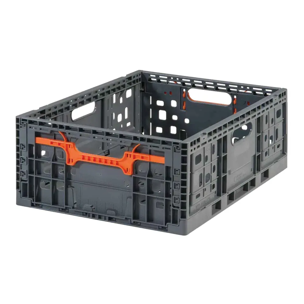Foldable Plastic Storage Basket Handles, 21.5" x 15.5" x 7.5"