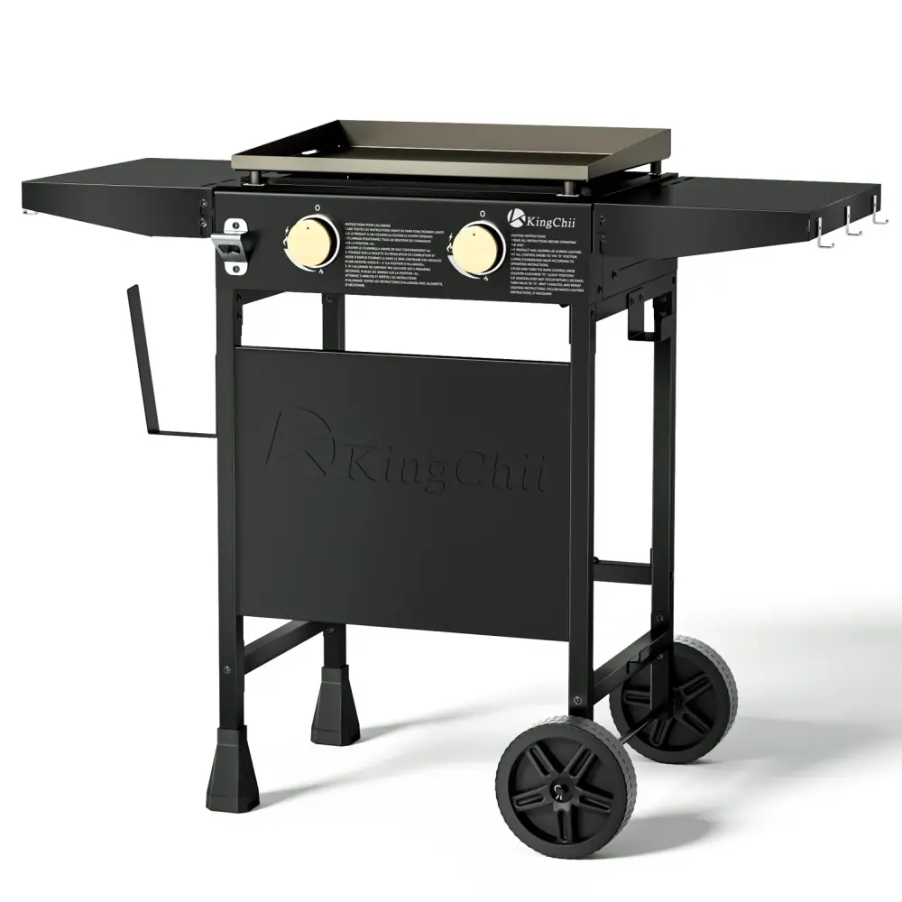 KingChii 2-Burner 18.5" Propane Griddle Camping, Tailgating, BBQ, Parties, Backyard & Patio