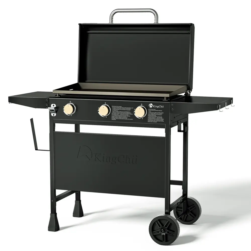 KingChii 3-Burner 27" Propane Griddle Sturdy Cover Camping, Tailgating, BBQ, Parties, Backyard & Patio