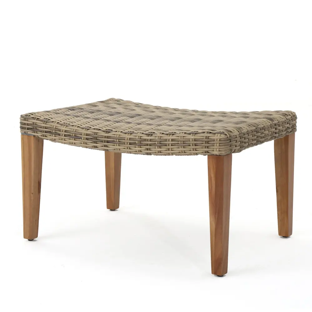 Outdoor Rattan Wicker Ottomans - Charcoal