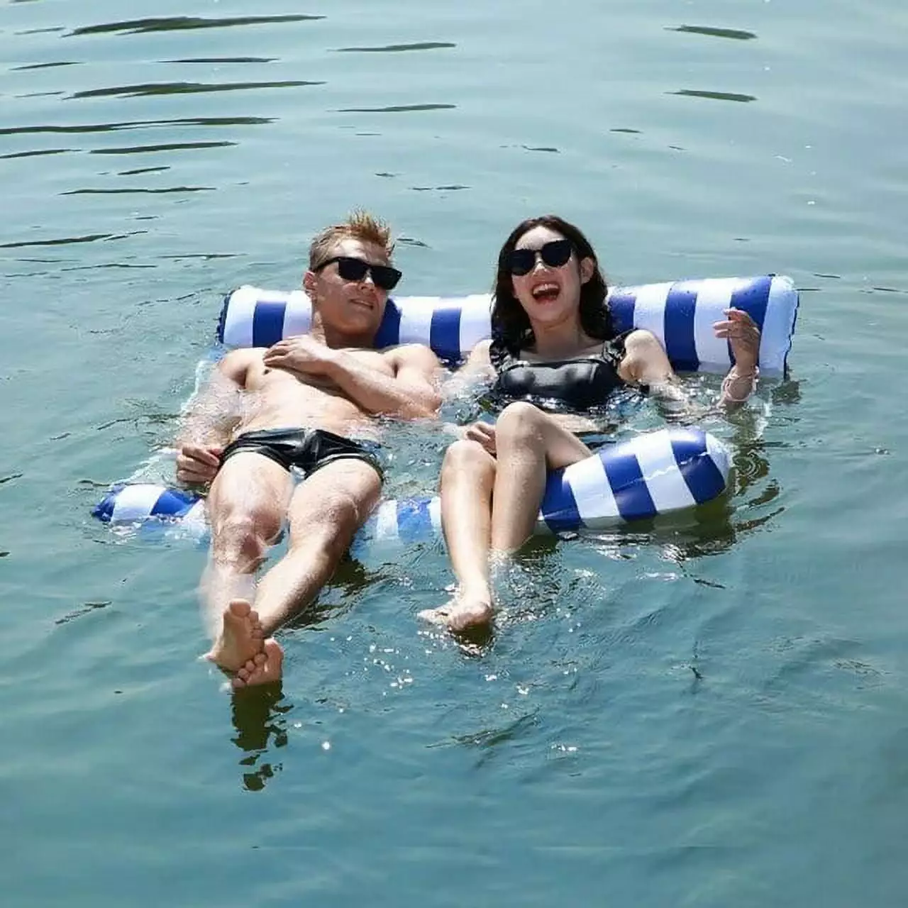 Double Person Water Hammock Recliner Inflatable Pool Lounge Chair