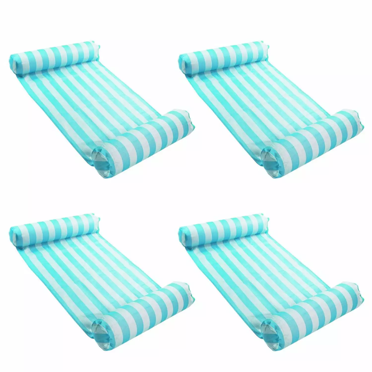 Magic Time International Inflatable Hammock Pool Float Teal 4 Pack Relaxing Water Lounger