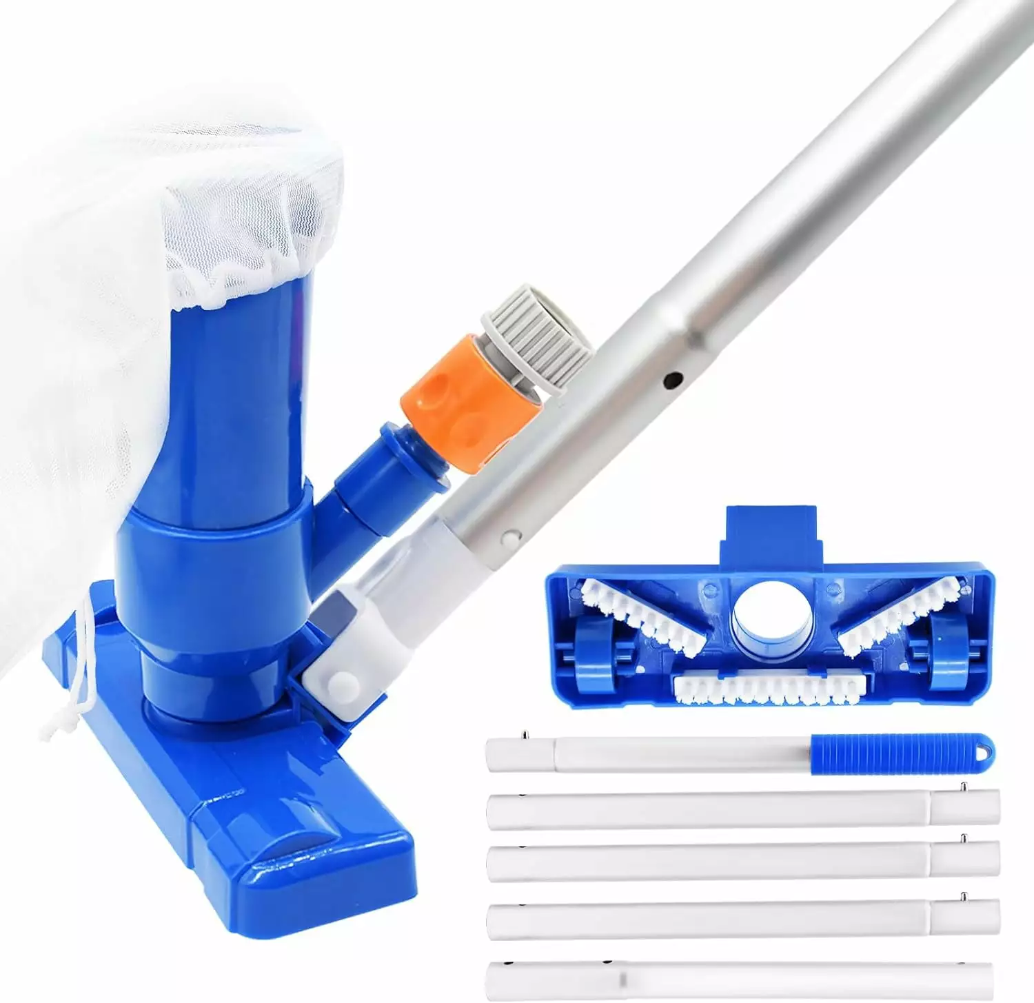2024 Upgraded Pool Vacuum Above Ground Pool Handheld Jet Cleaner Brush and 5 Poles