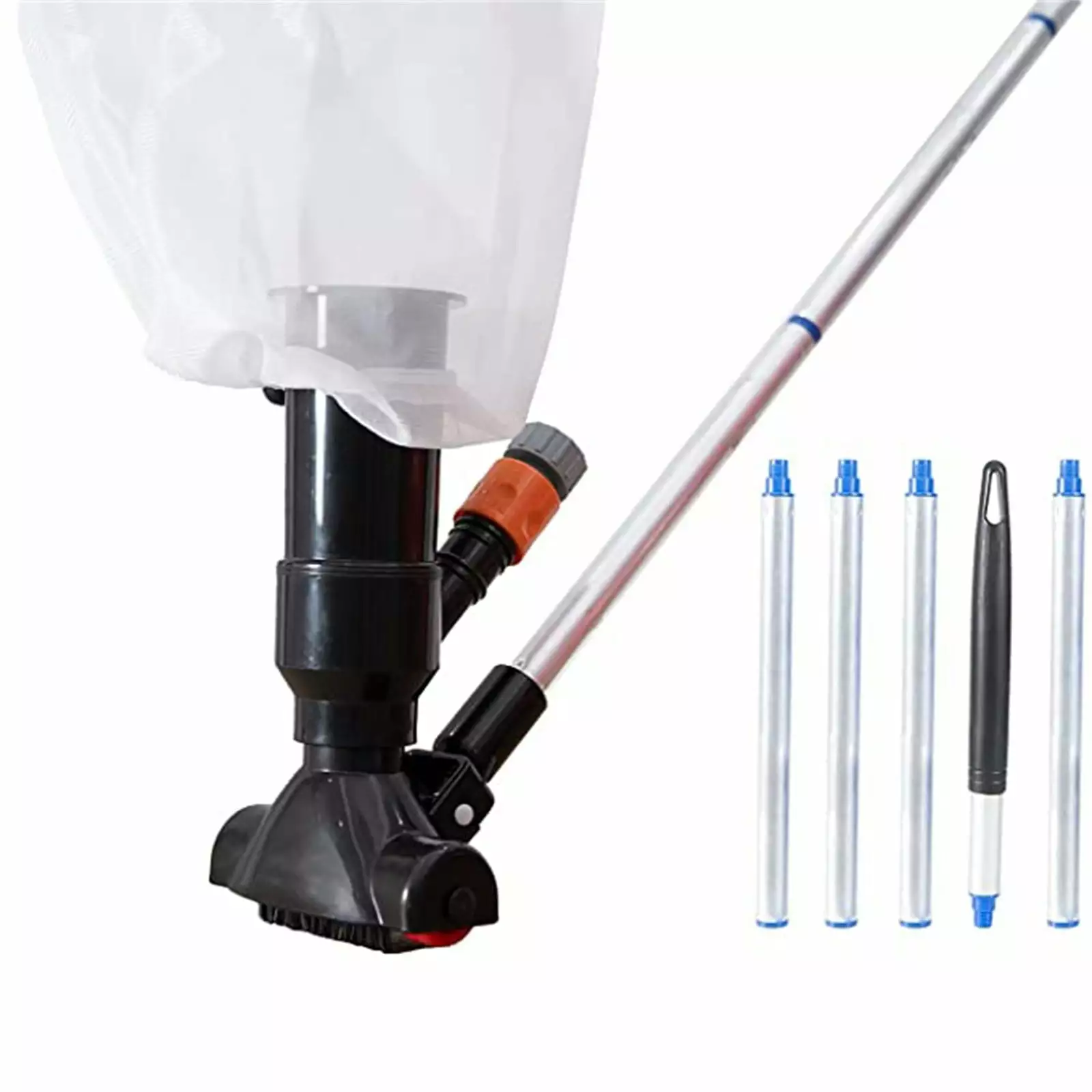 2024 Upgraded Pool Vacuum Above Ground Pool Handheld Swimming Pool Jet Cleaner Leaf Vacuum Cleaning Kit Brush and 5 Sectio...