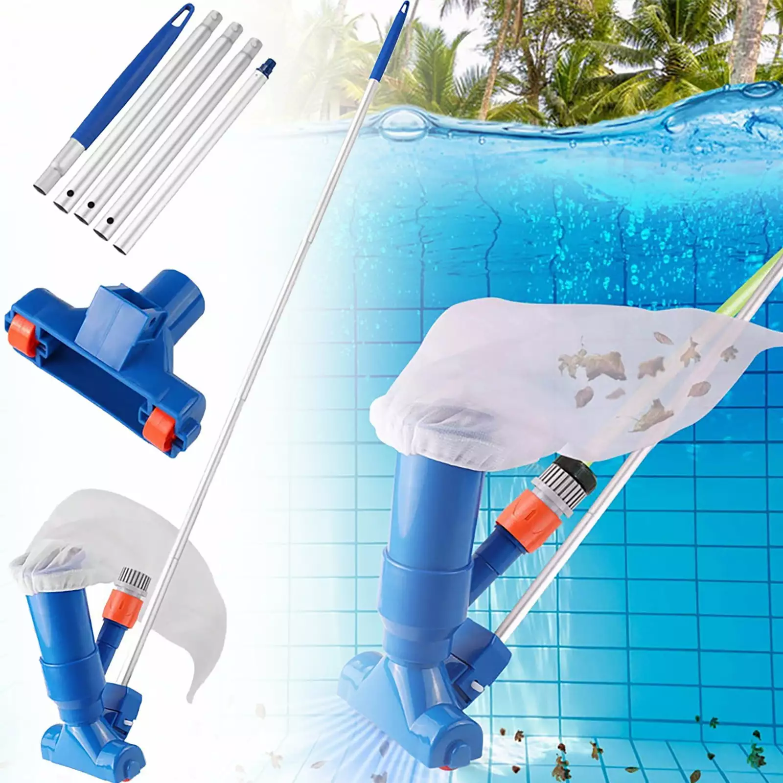 Folamadak Cleaning Supplies Pool Spa Underwater Vacuum Cleaner 5 Pole Pool Vacuum Above Ground & Inground Pool Spa Pond Ho...