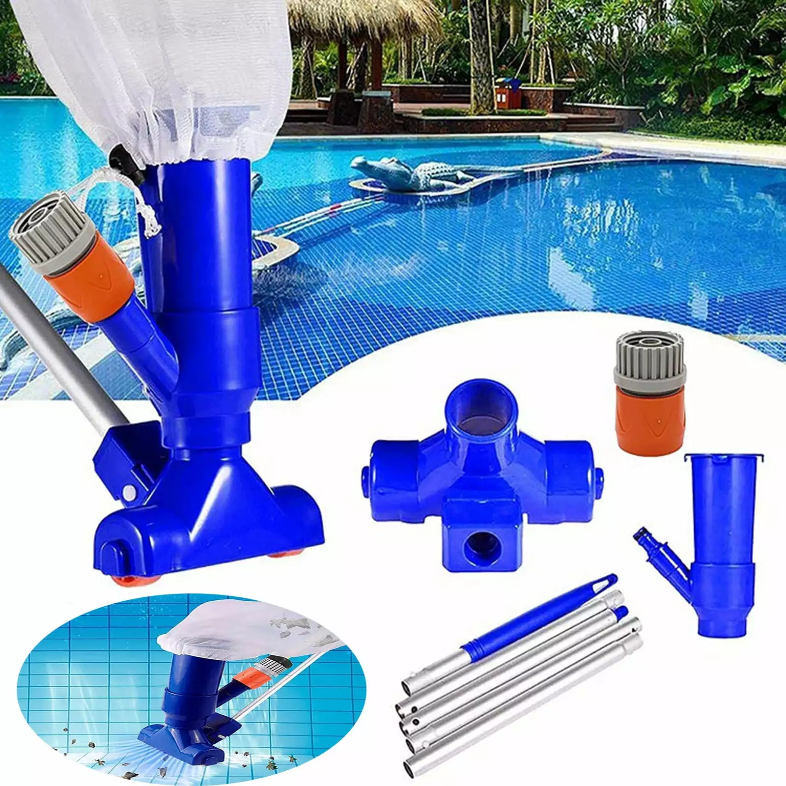 MagicXflow Handheld Pool Vacuum Cleaner Cordless Pool Vacuum Cleaner Large Capacity Above Ground & -Ground Pools Leaves Di...