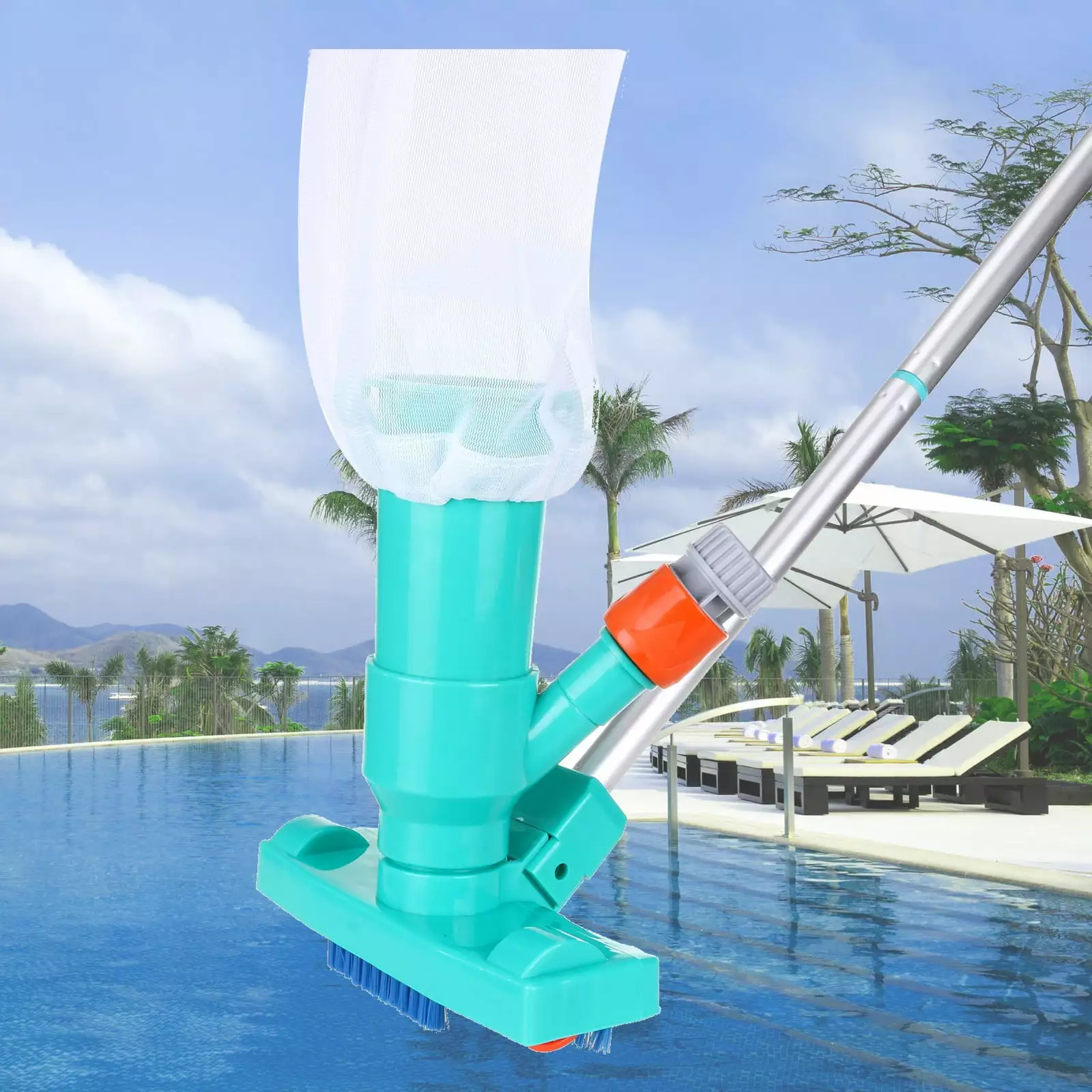 Ycolew Portable Pool Vacuum Jet Underwater Cleaner Brush and 48 Inch Pole Above Ground Pools Spas Ponds