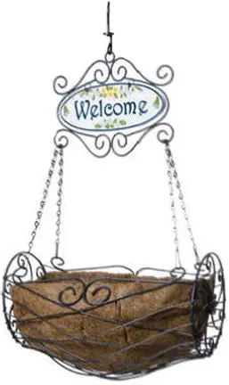 16 x 11-Inch Welcome Hanging Basket Home and Garden Decor Panacea