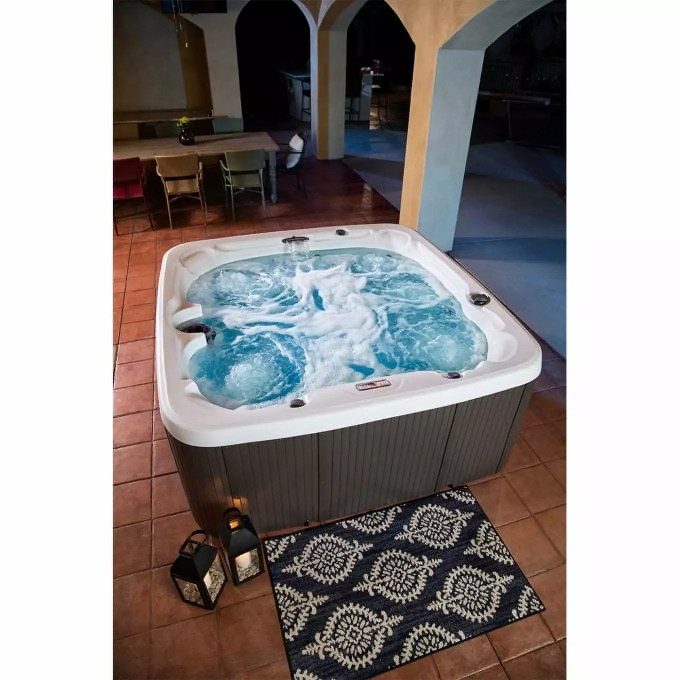 Lifesmart LS700DX 7 Person 90-Jet 220-Volt Hot Tub Arctic White Coastal Gray