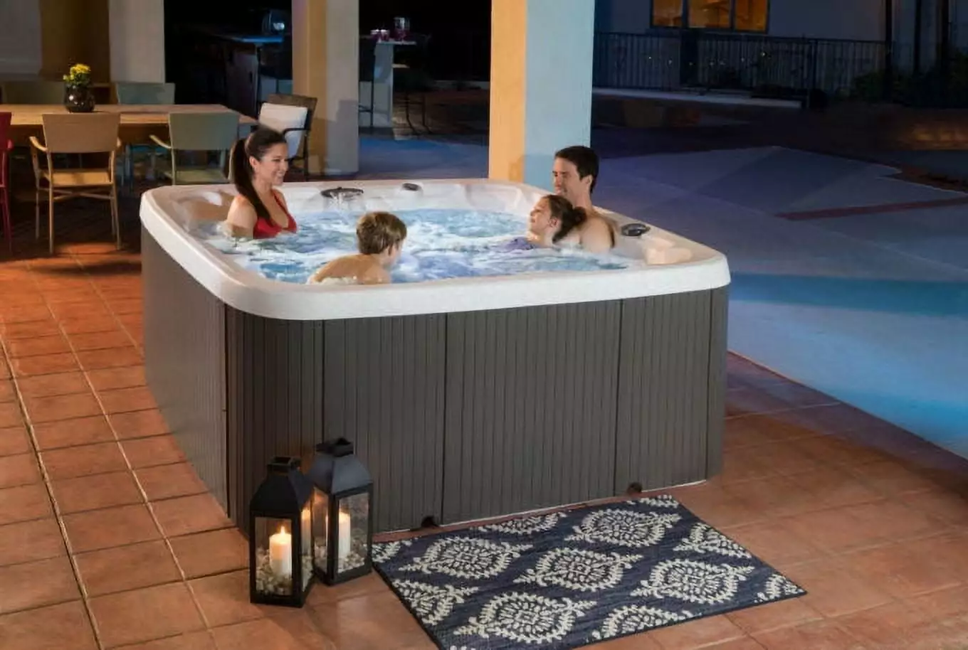 Lifesmart LS700DX 7 Person 90-Jet 220-Volt Hot Tub Sea Salt Coastal Gray